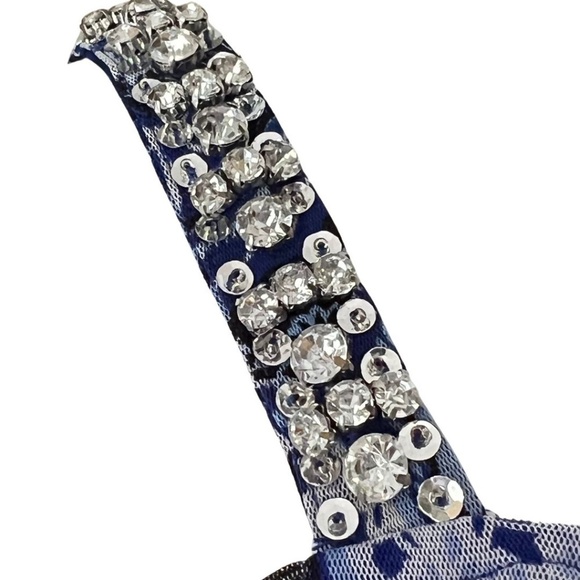 INC International Concepts Off Shoulder Blue Paisley Sheer Sleeve Top Size Med - Picture 5 of 6